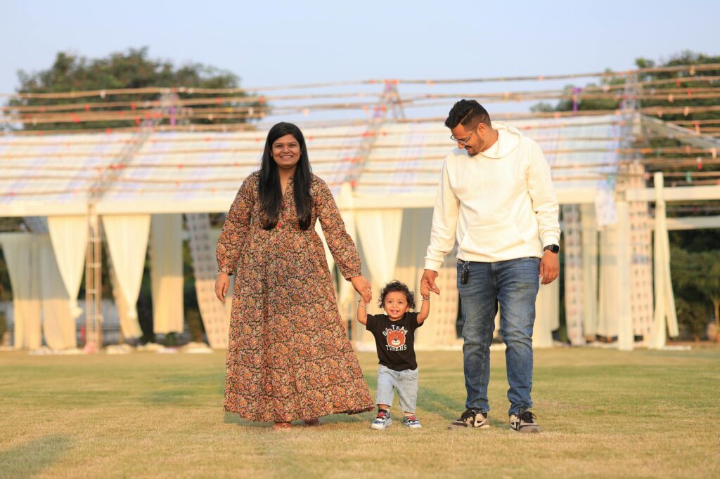 families enjoying outdoor food festival