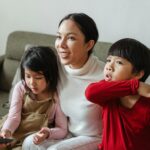 family watching movie together