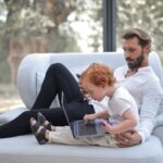 parent using laptop for school portal