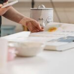 reading ingredient label on food package