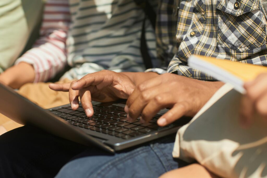 student accessing school portal