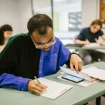 student focused during test
