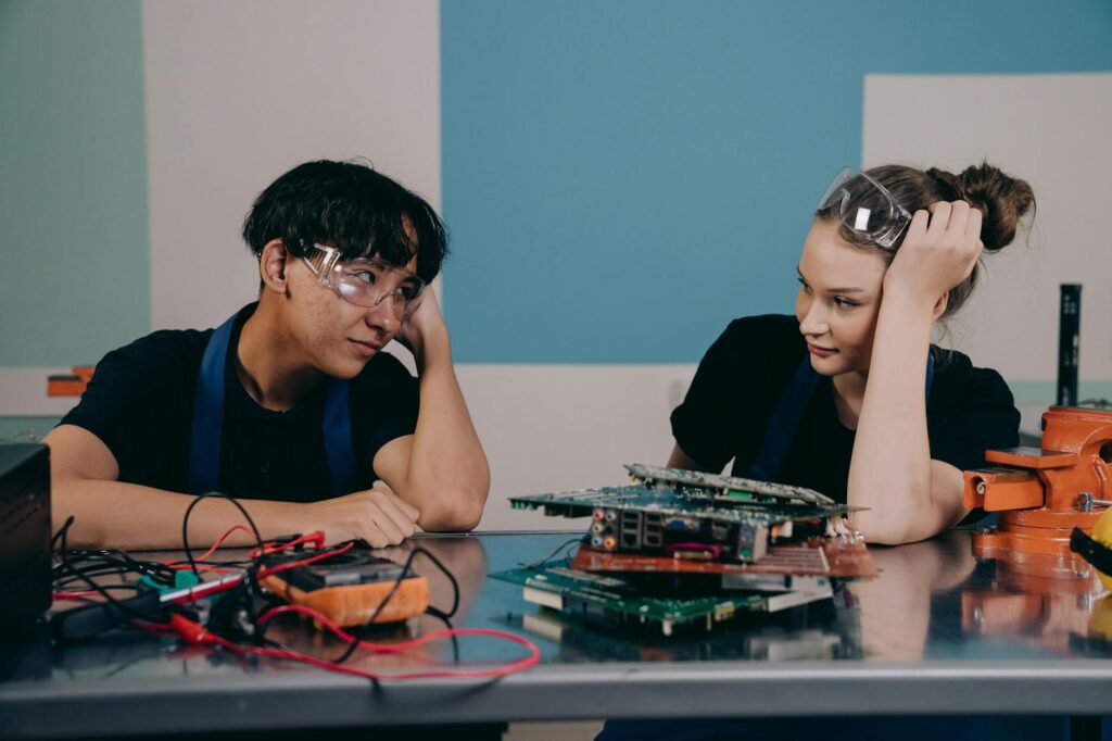 students working on project