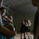 youth basketball game action