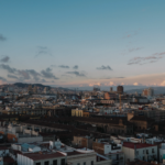 Barcelona cityscape nightlife