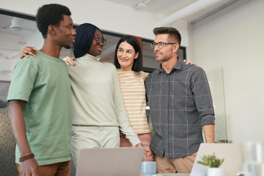 diverse group of people in modern office