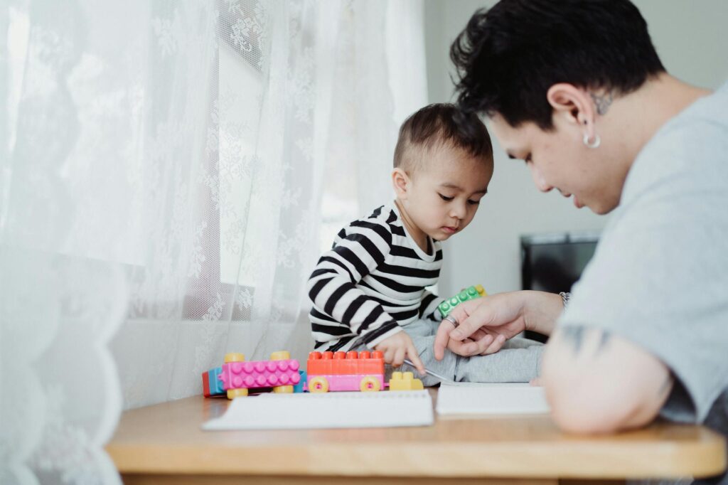 parent and child using tablet